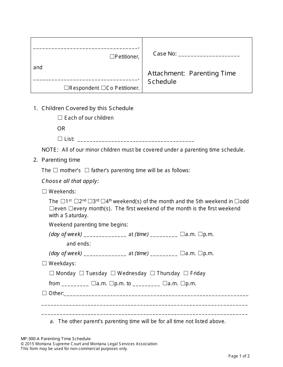 Form MP-203 Response to Petition for Parenting Plan - Montana, Page 30