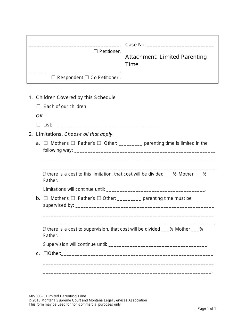 Form MP-203 Response to Petition for Parenting Plan - Montana, Page 36