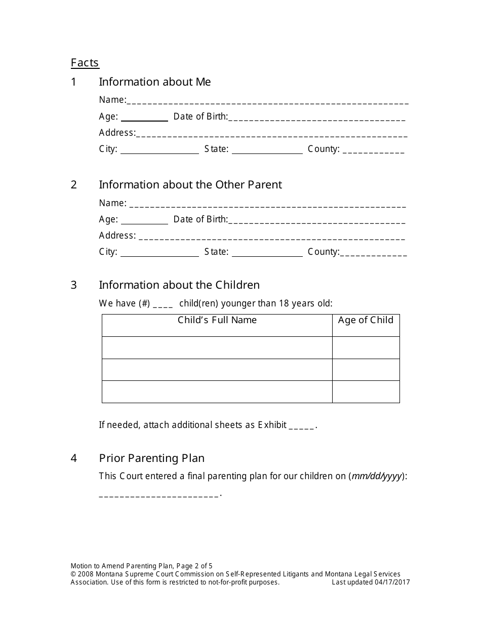 Amending Parenting Plan When Parents Disagree - Montana, Page 10