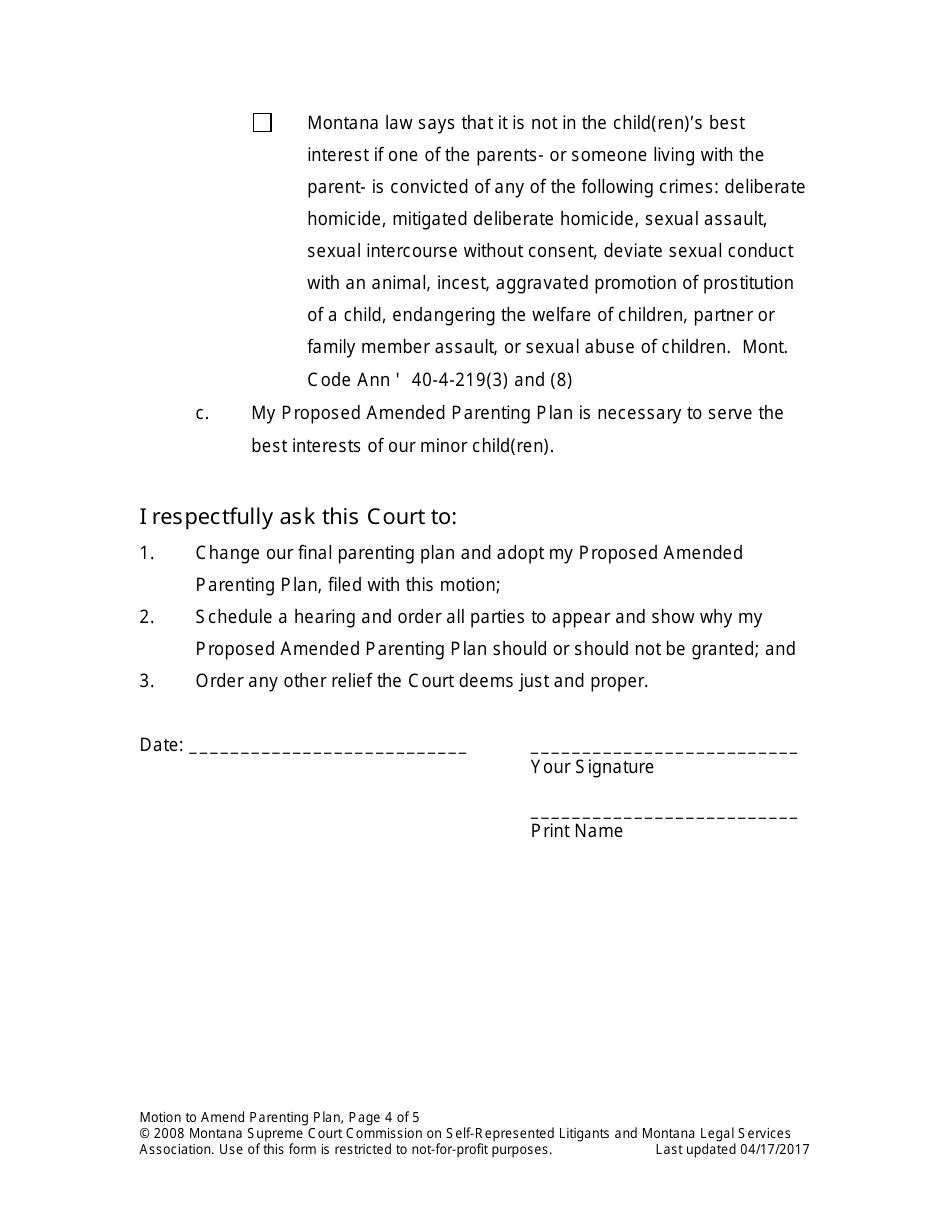Amending Parenting Plan When Parents Disagree - Montana, Page 12