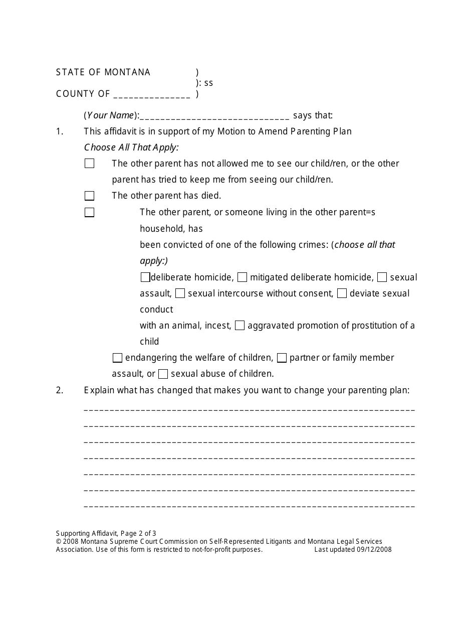 Amending Parenting Plan When Parents Disagree - Montana, Page 15