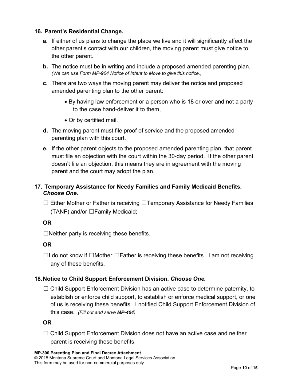 Amending Parenting Plan When Parents Disagree - Montana, Page 26