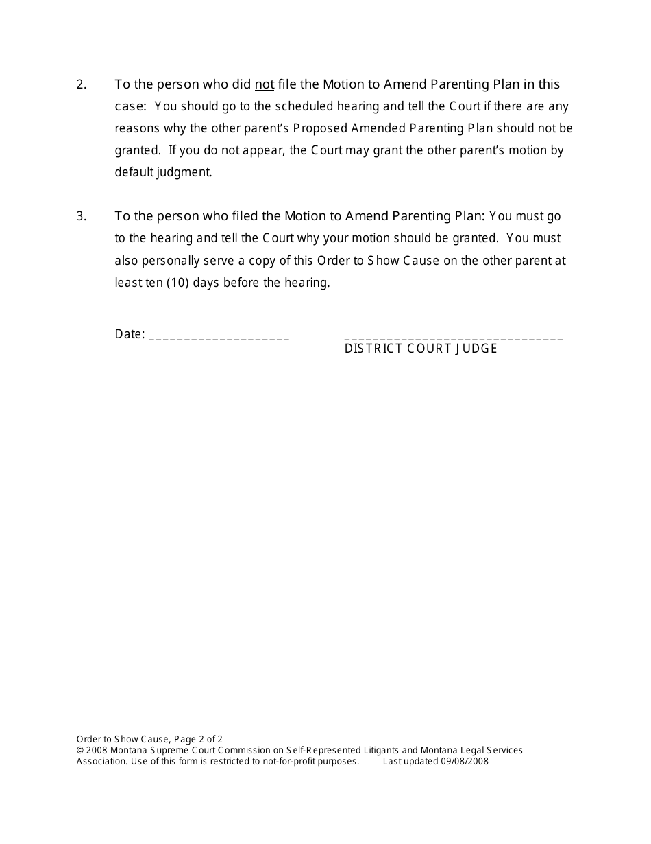 Amending Parenting Plan When Parents Disagree - Montana, Page 42