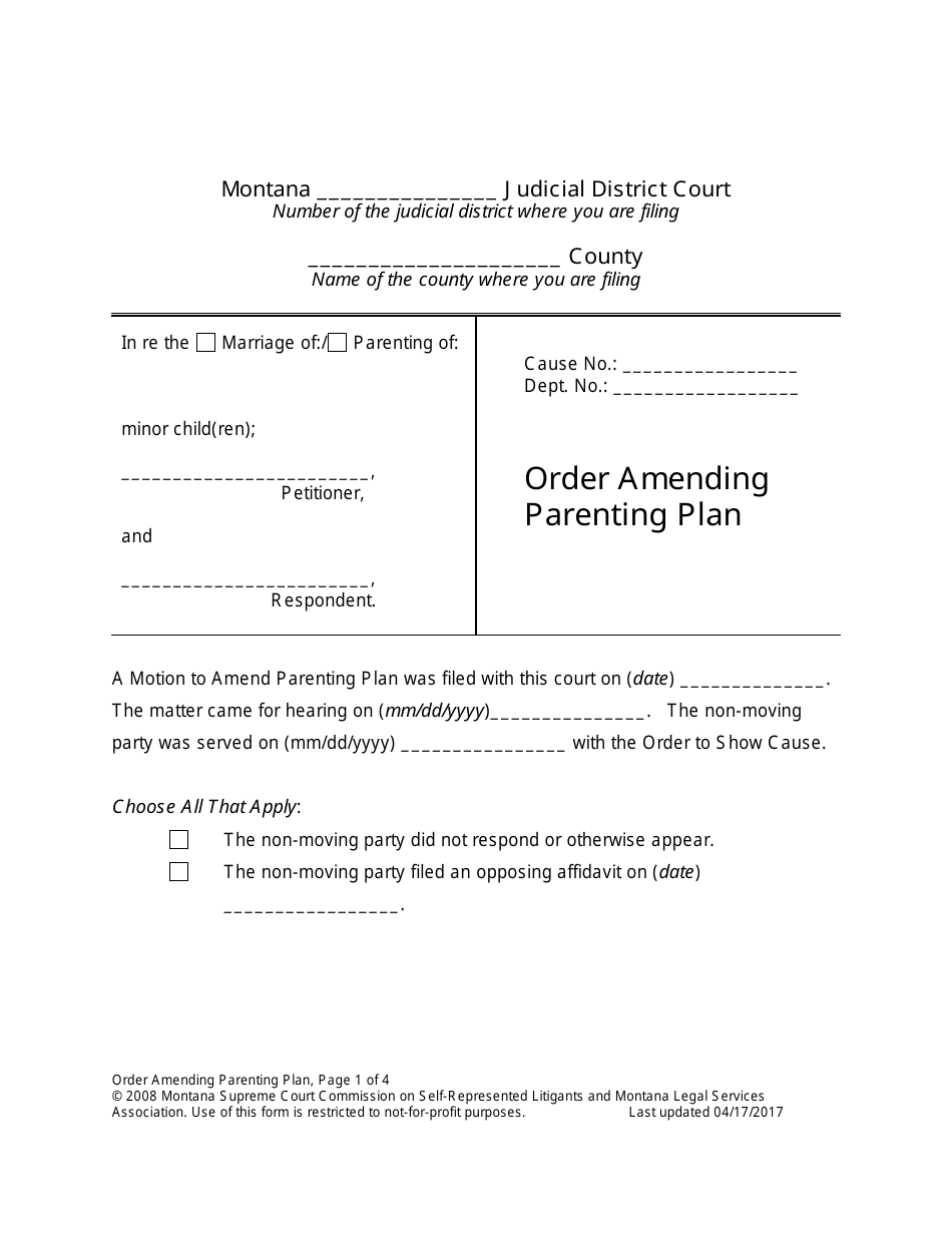 Amending Parenting Plan When Parents Disagree - Montana, Page 46