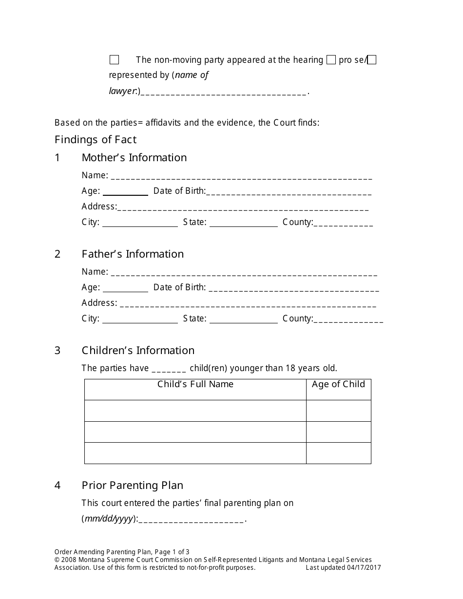 Amending Parenting Plan When Parents Disagree - Montana, Page 47