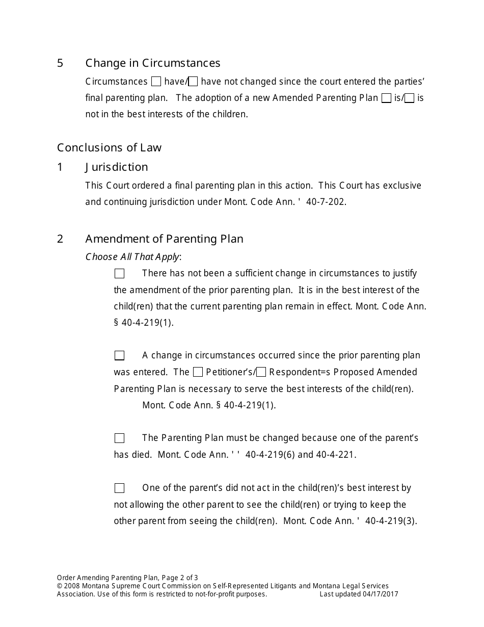 Amending Parenting Plan When Parents Disagree - Montana, Page 48