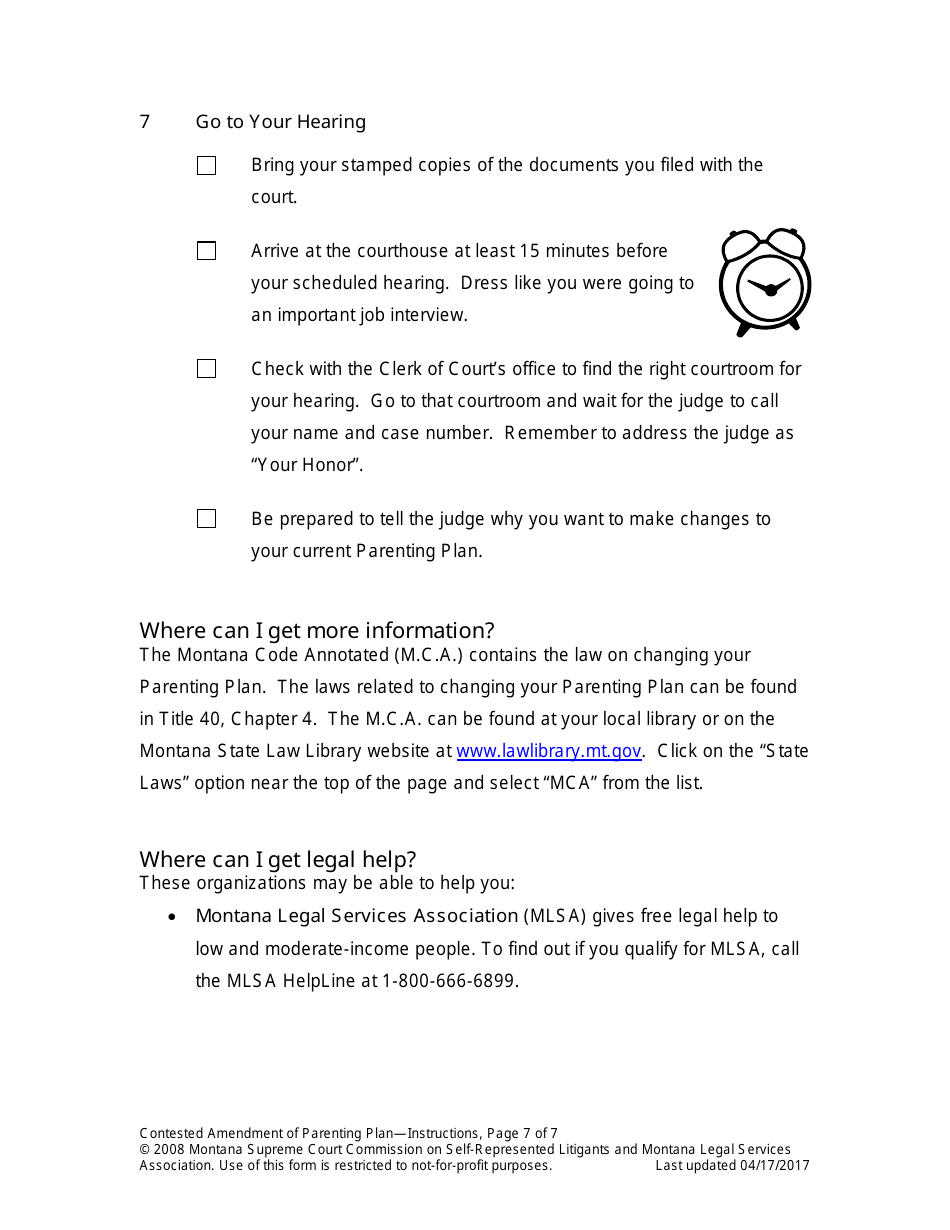 Amending Parenting Plan When Parents Disagree - Montana, Page 7