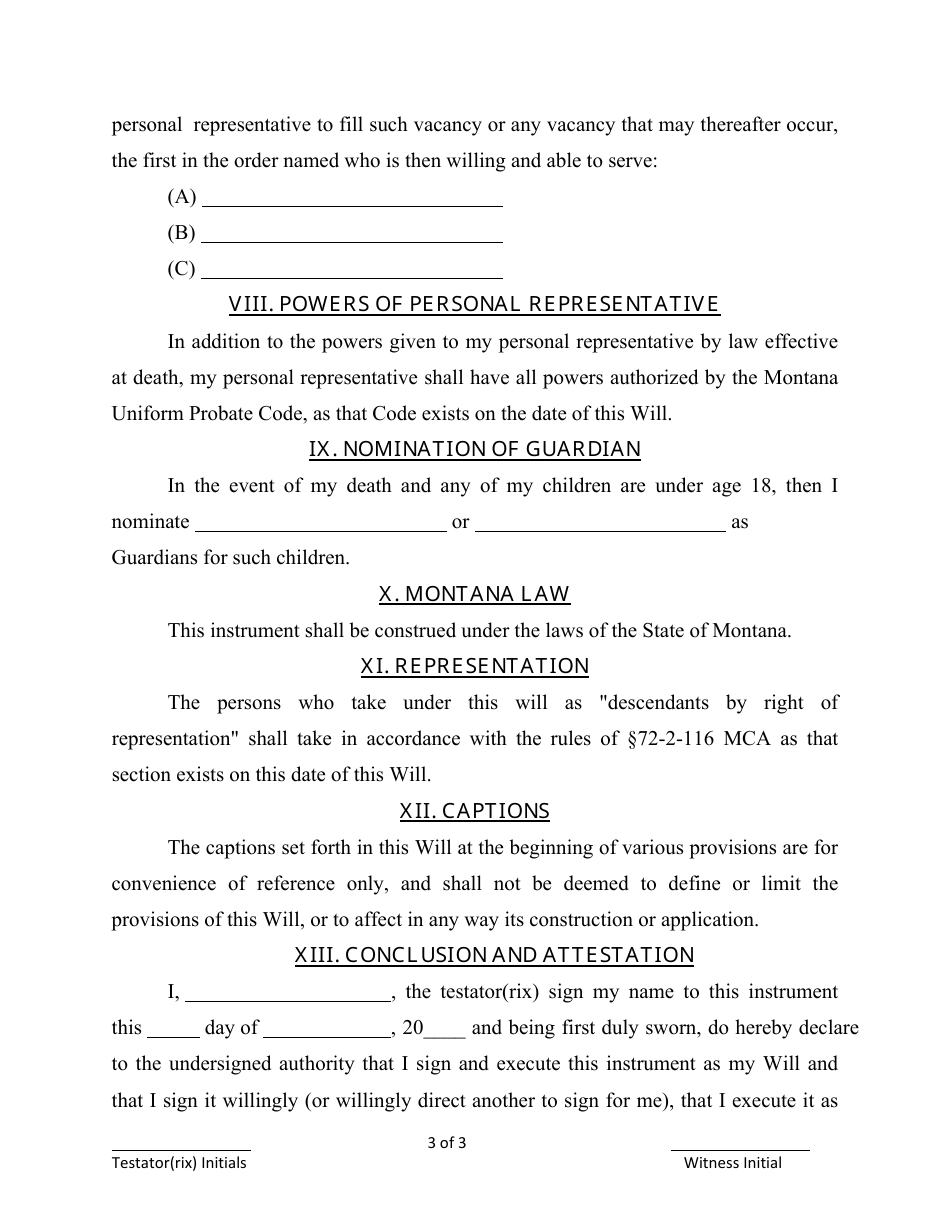 Montana Simple Will Form Fill Out Sign Online and Download PDF Montana Simple Will Form Fill Out Sign Online and Download PDF