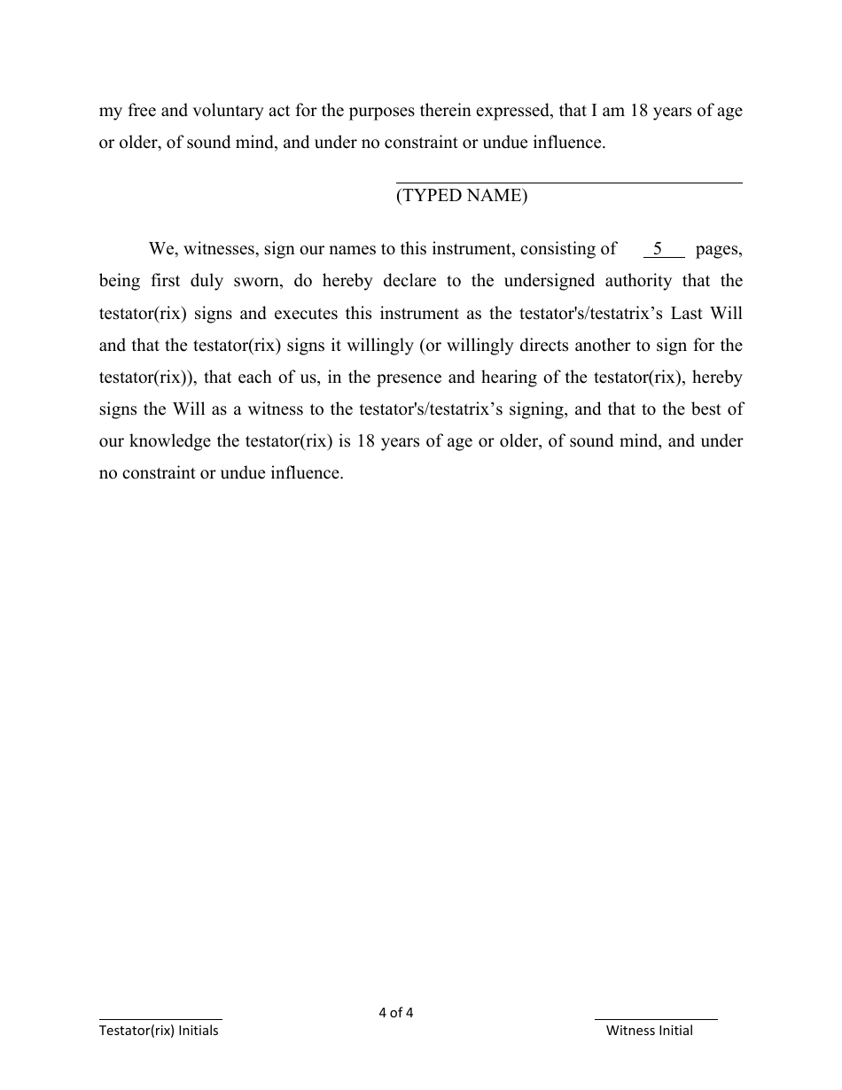 Simple Will Form - Montana, Page 4