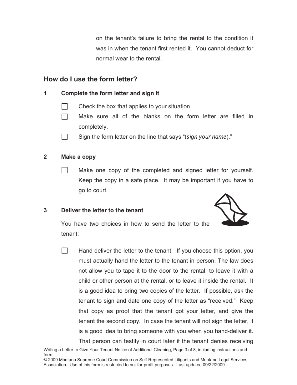 Letter to Give Your Tenant Notice of Additional Cleaning - Montana, Page 3
