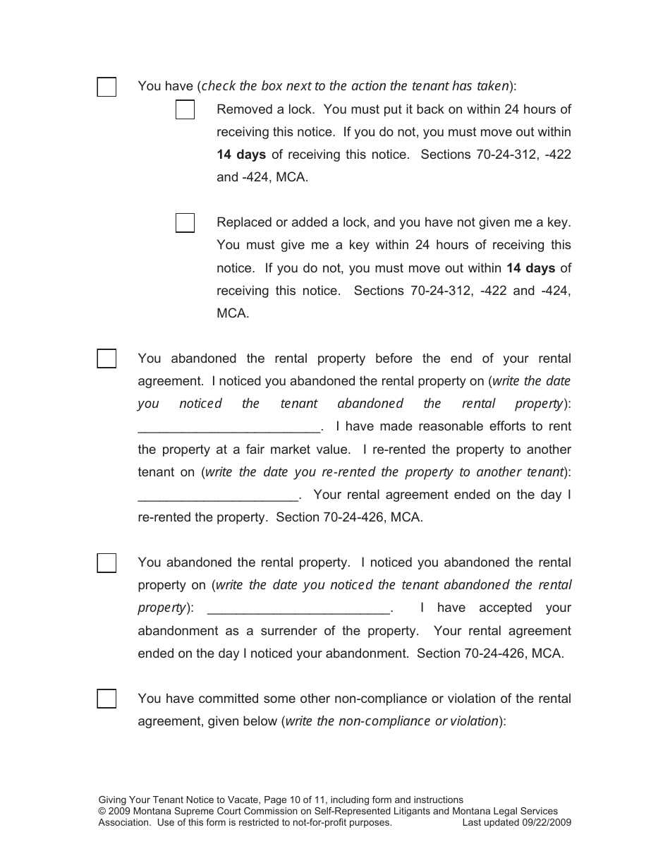 Notice to Vacate - Montana, Page 10