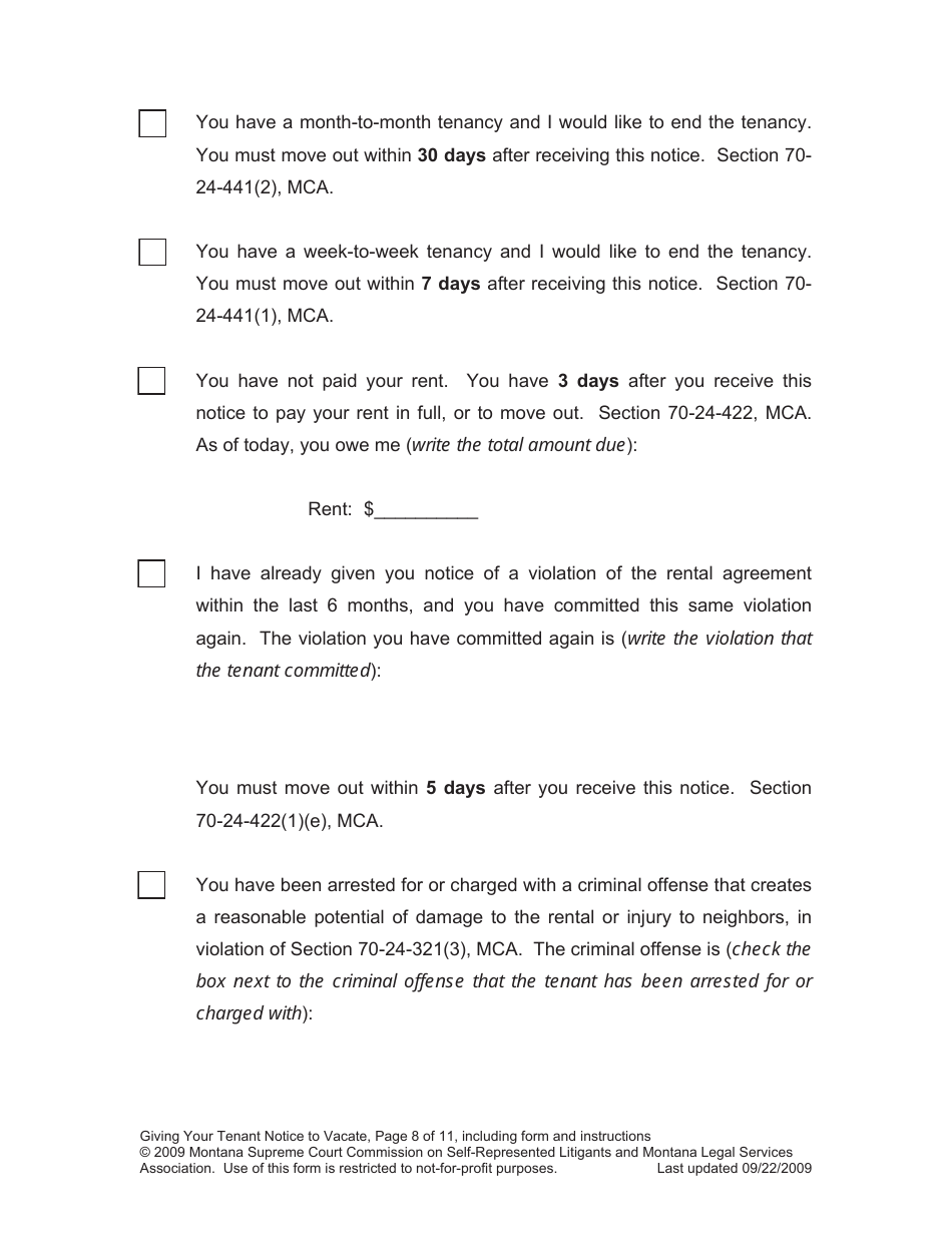 Notice to Vacate - Montana, Page 8