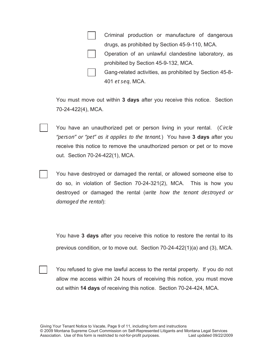 Notice to Vacate - Montana, Page 9