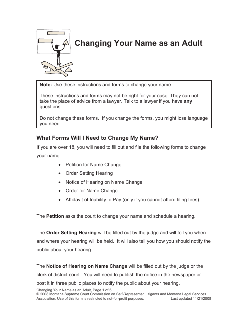 Name Change Packet - Adult - Montana