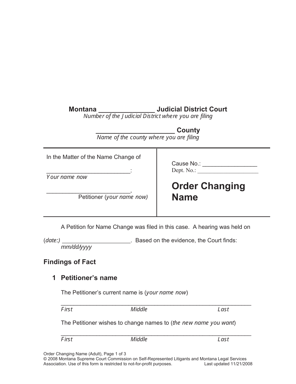 Name Change Packet - Adult - Montana, Page 13