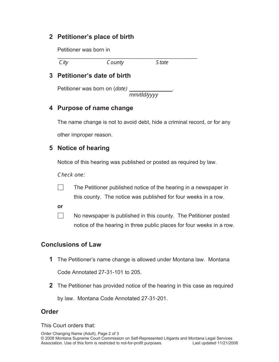 Name Change Packet - Adult - Montana, Page 14
