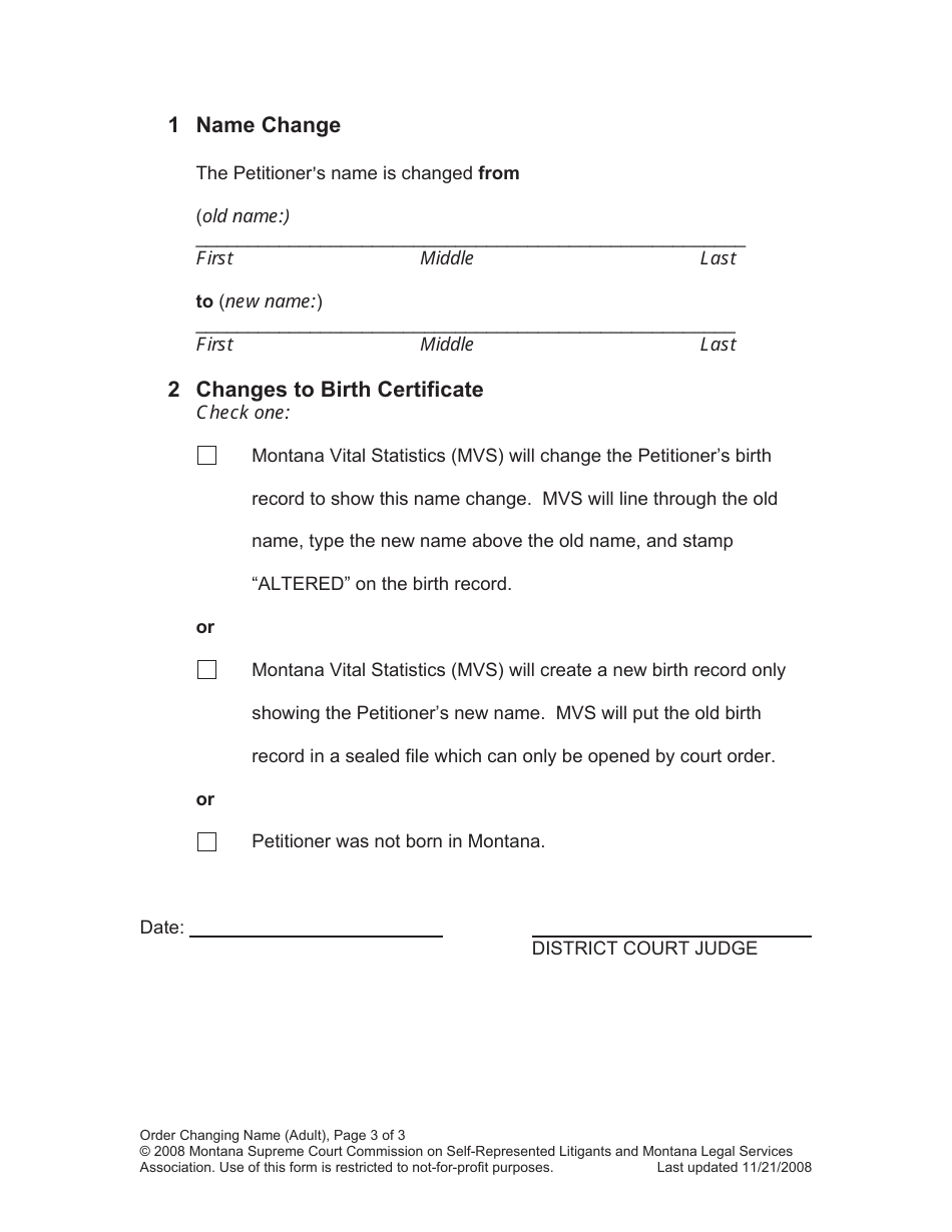 Name Change Packet - Adult - Montana, Page 15