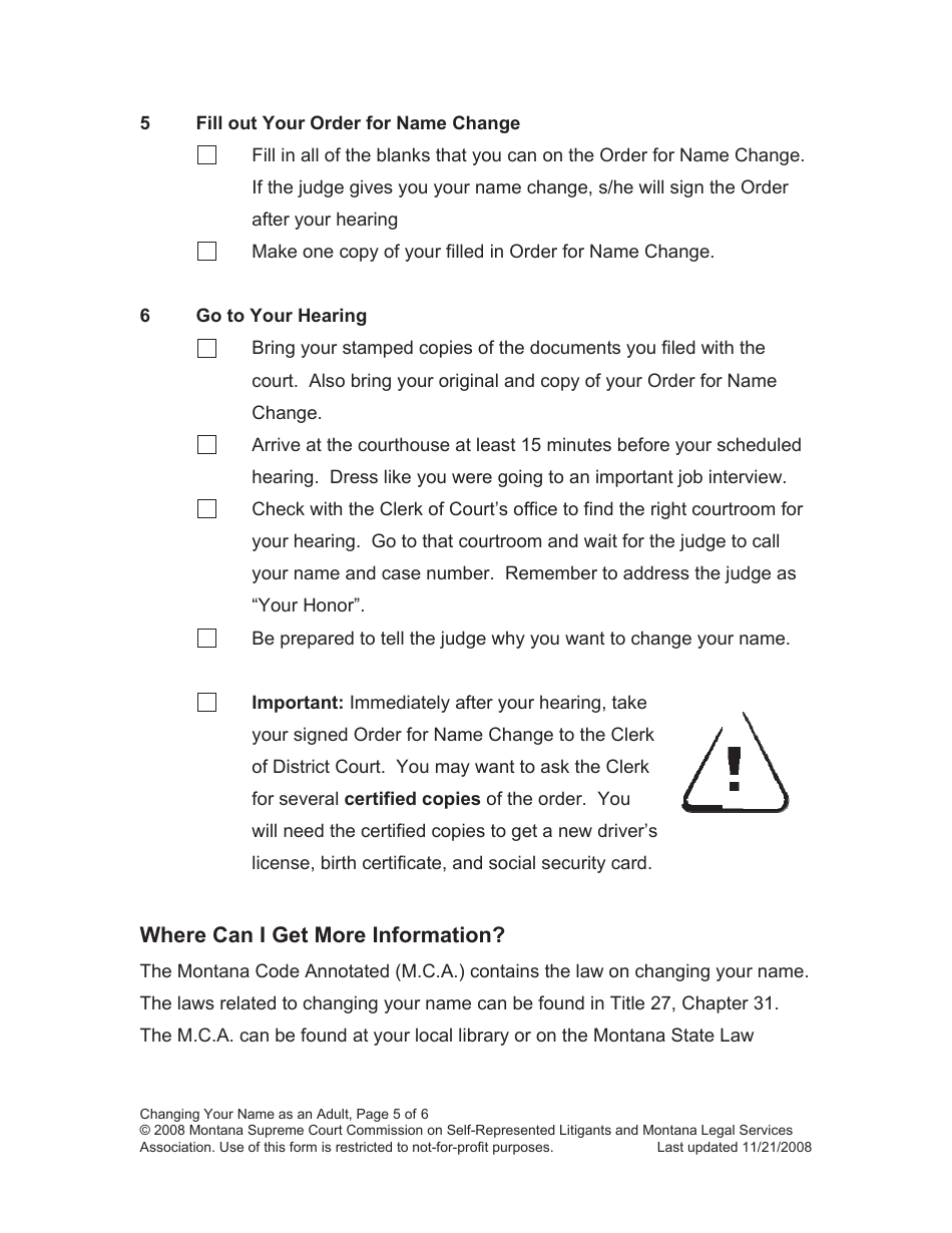 Name Change Packet - Adult - Montana, Page 5