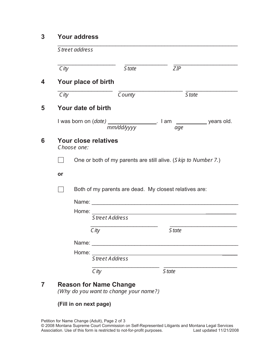 Name Change Packet - Adult - Montana, Page 8