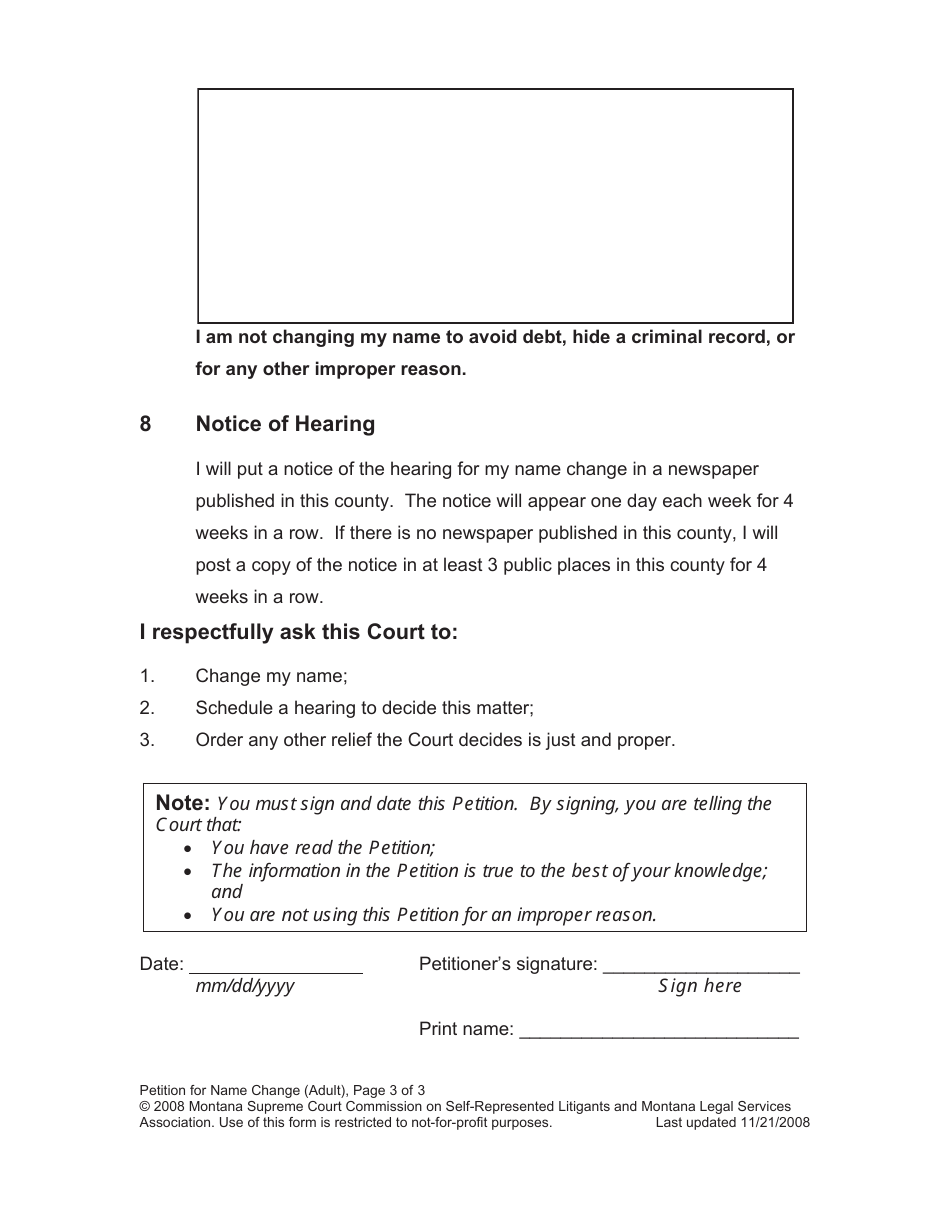 Name Change Packet - Adult - Montana, Page 9