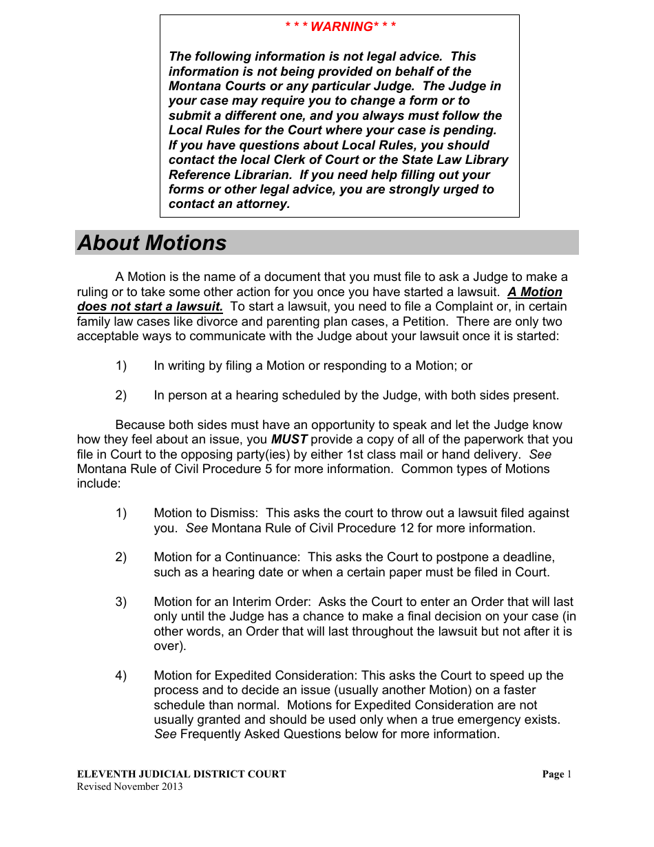 Motions Packet - Montana, Page 1