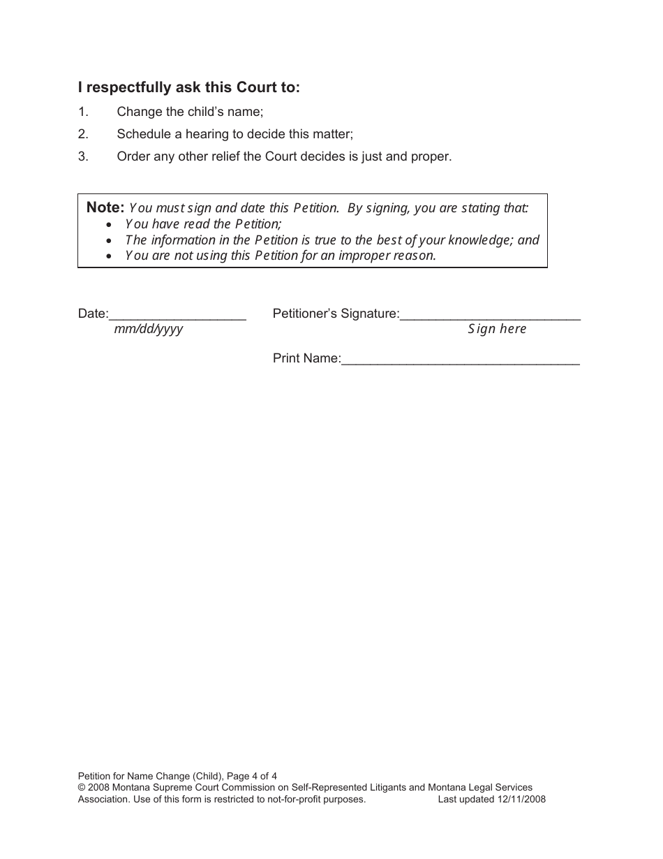 Name Change Packet - Child - Montana, Page 11