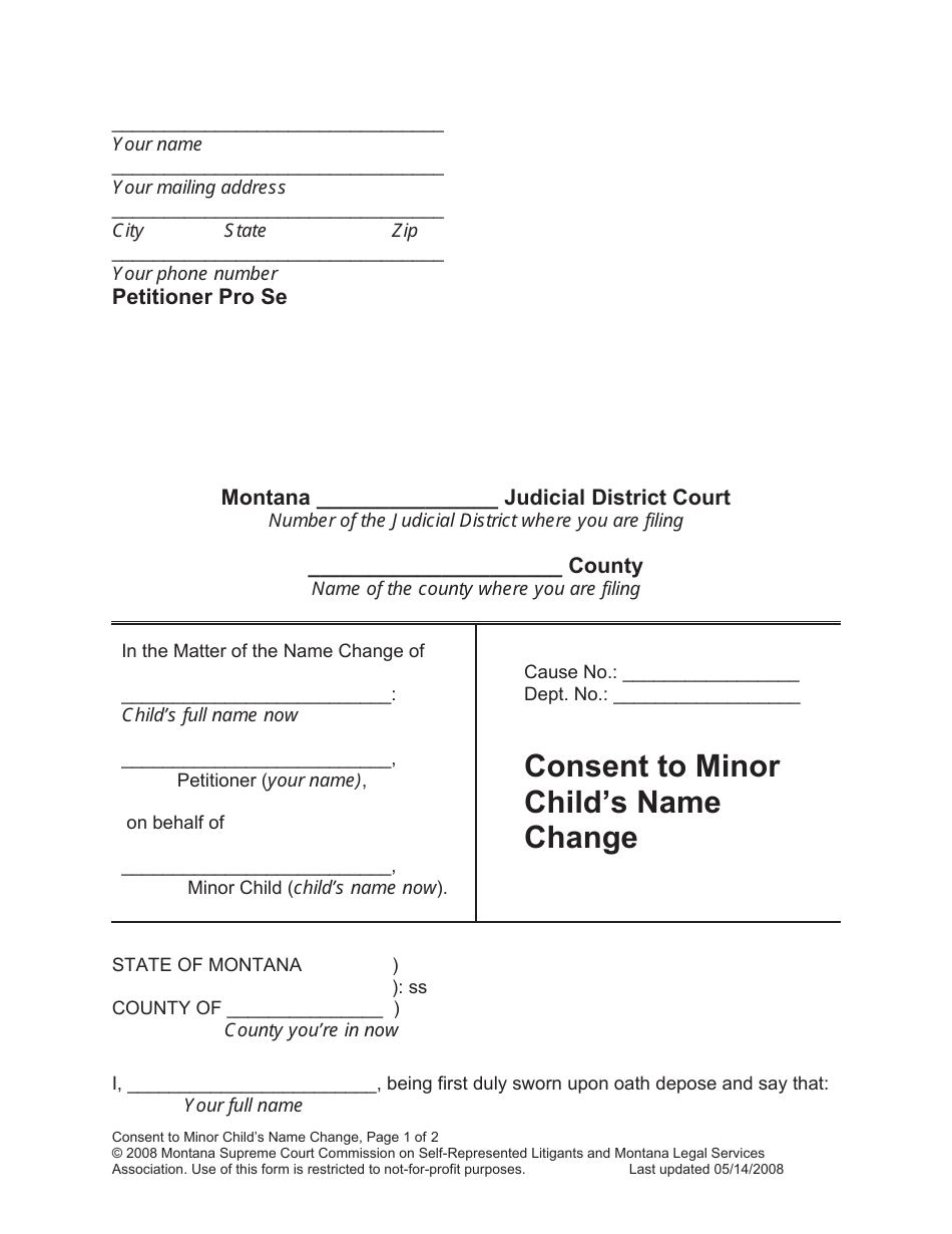 Name Change Packet - Child - Montana, Page 12