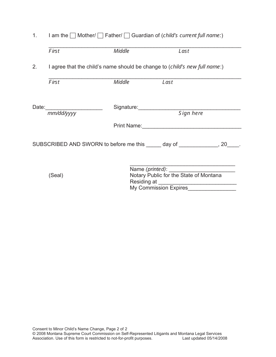 Name Change Packet - Child - Montana, Page 13