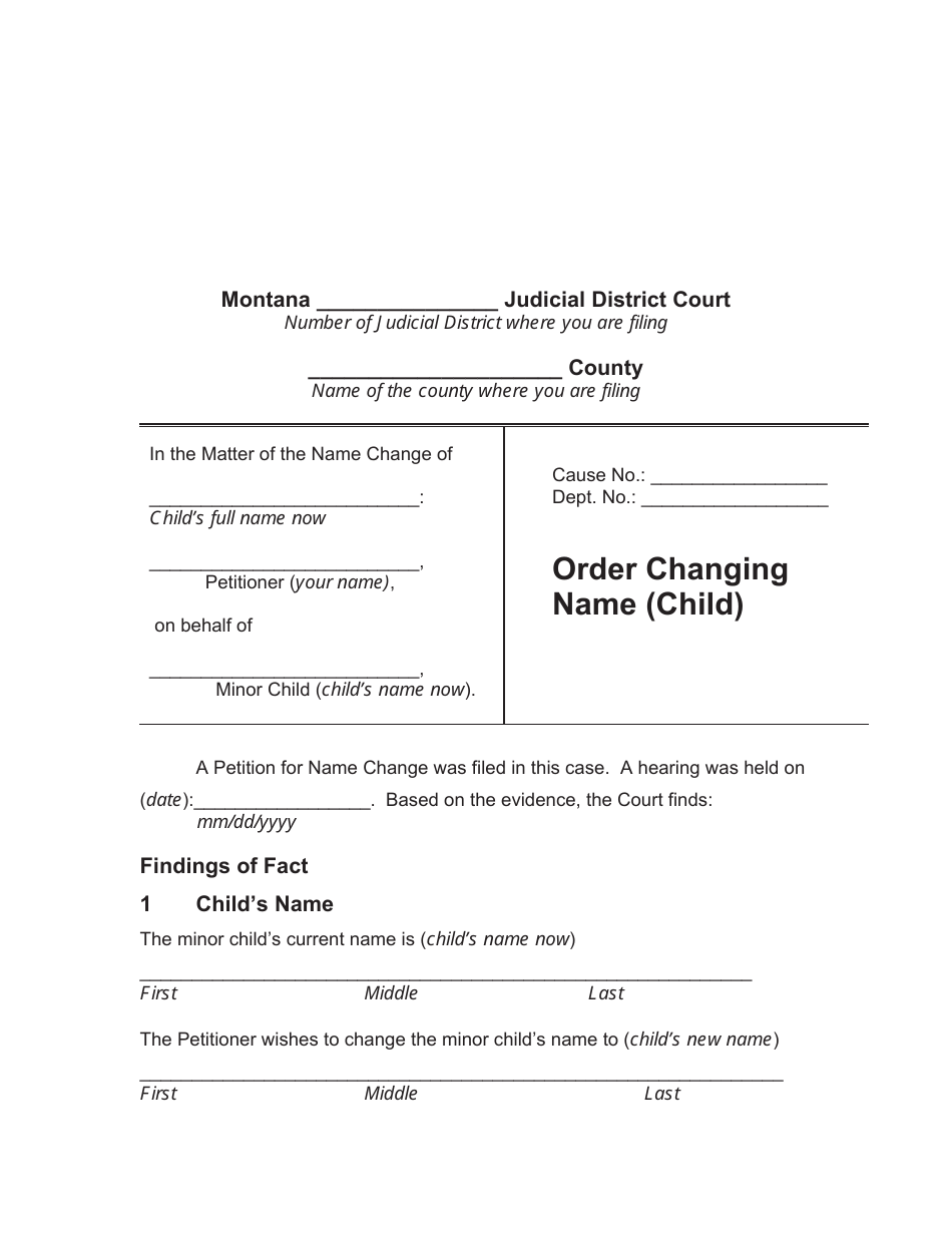 Name Change Packet - Child - Montana, Page 17