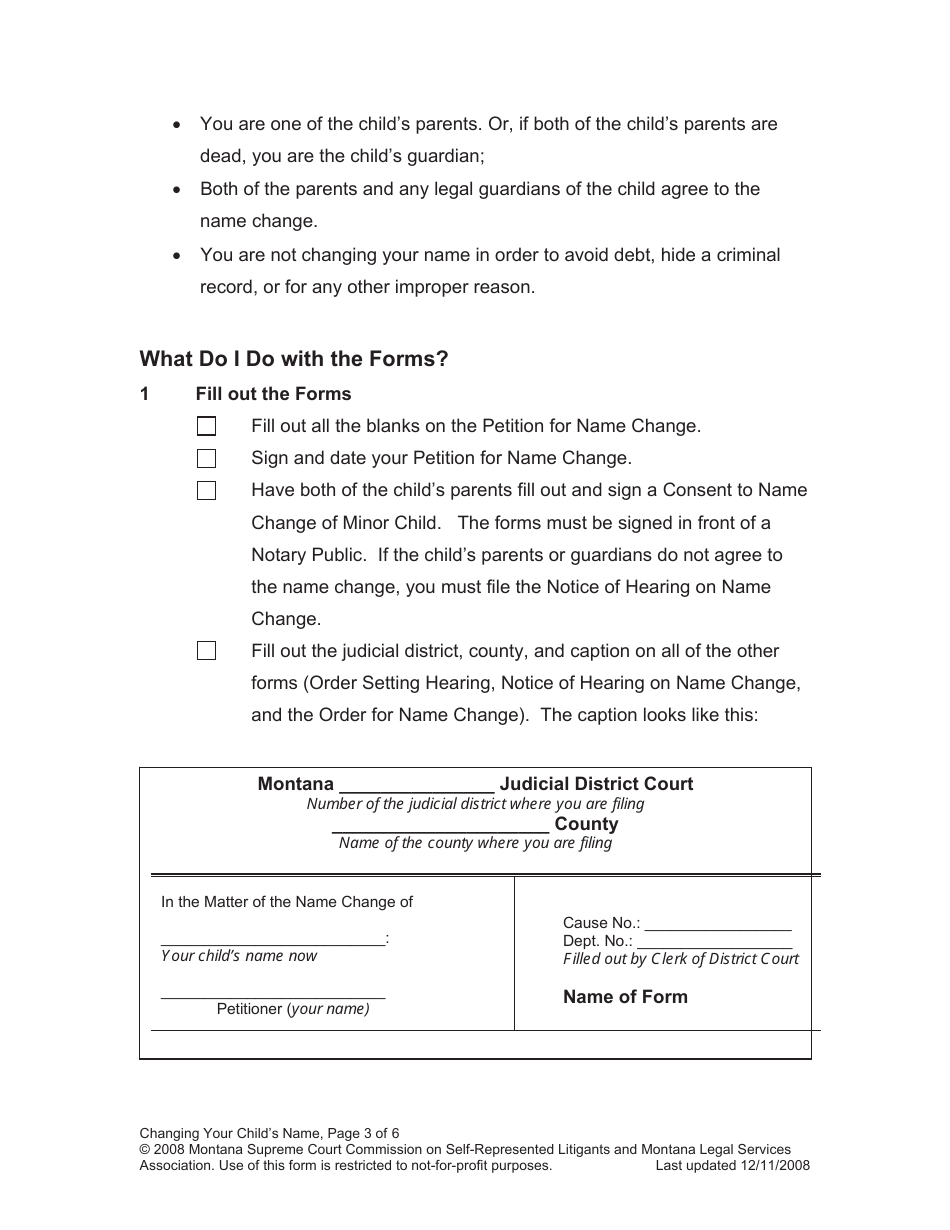 Name Change Packet - Child - Montana, Page 3