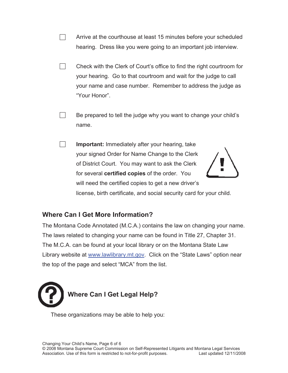 Name Change Packet - Child - Montana, Page 6