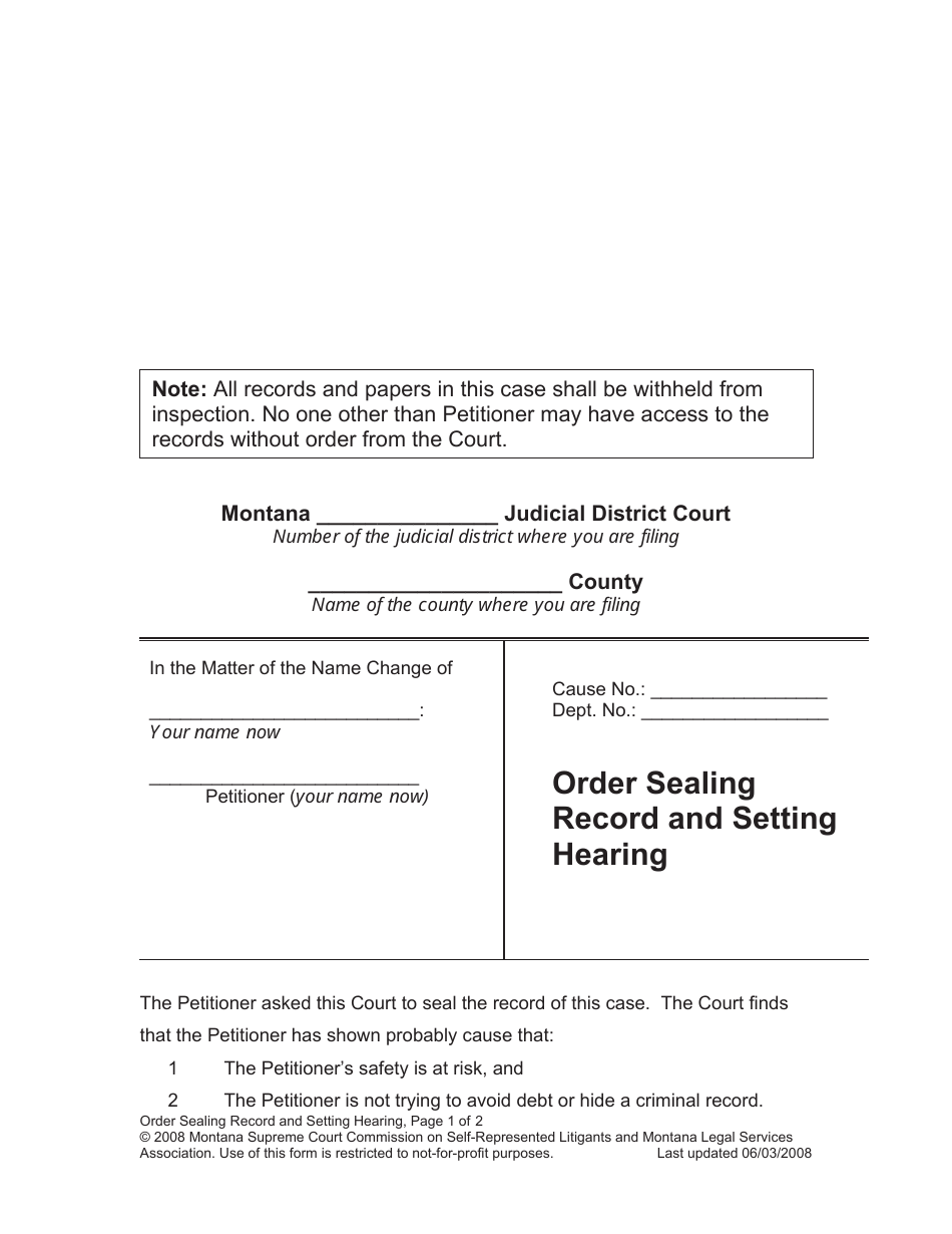 Name Change Packet for Adults - Montana, Page 11