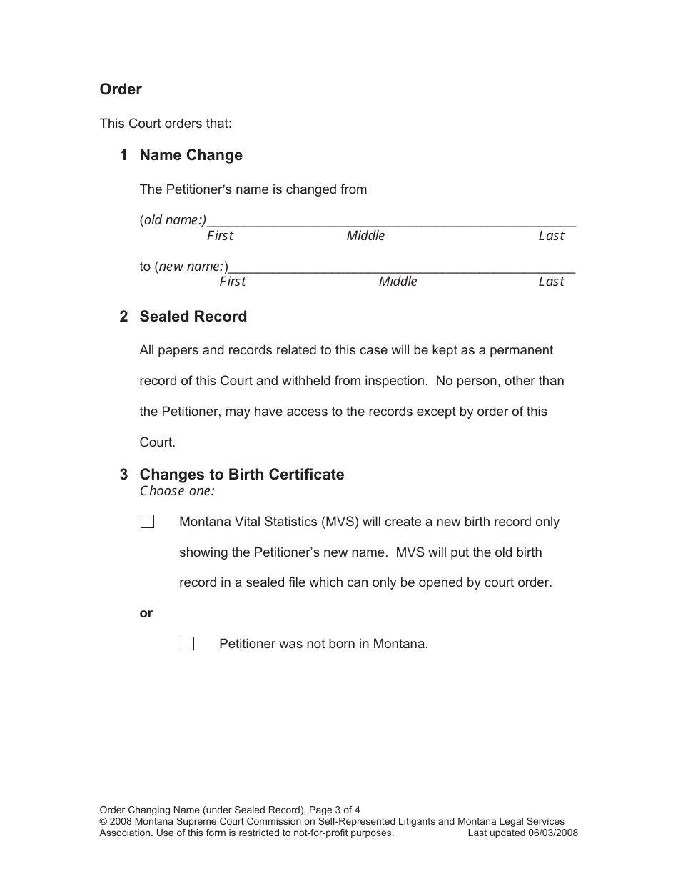 Name Change Packet for Adults - Montana, Page 15