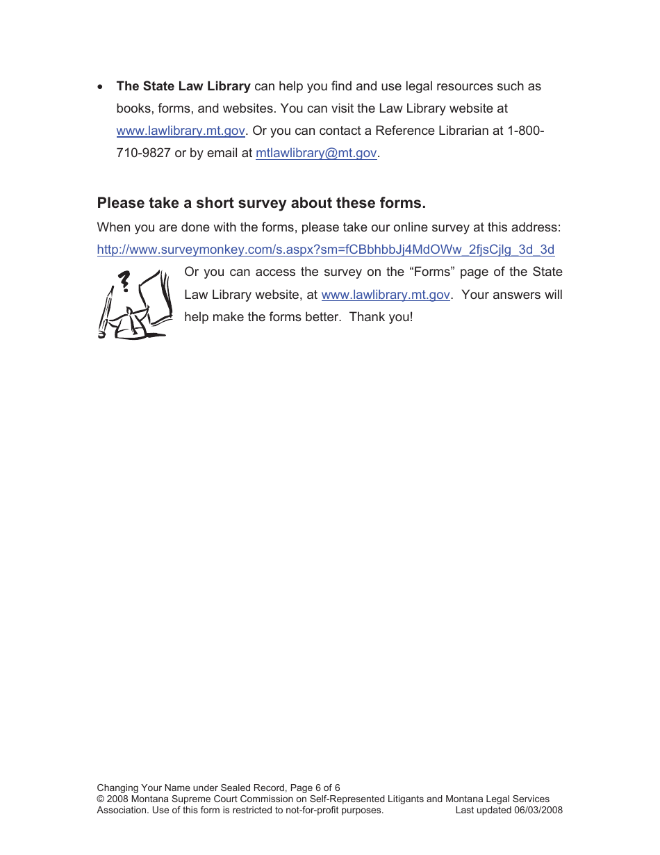 Name Change Packet for Adults - Montana, Page 6