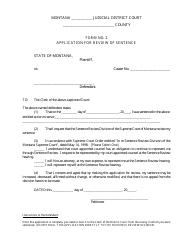 Form 2 Application for Review of Sentence - Montana