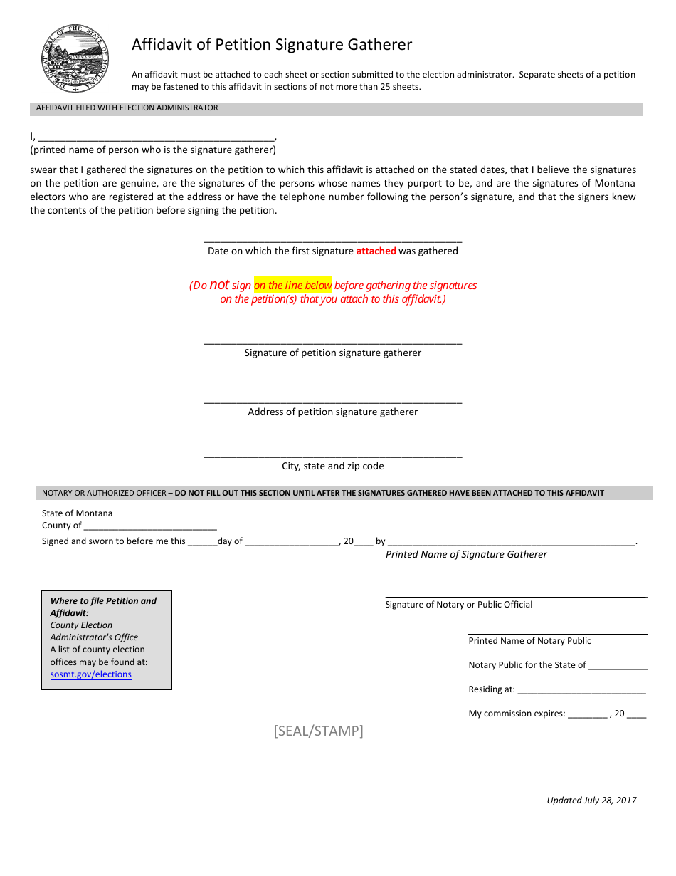 Political Party Qualification Petition Form - Montana, Page 3