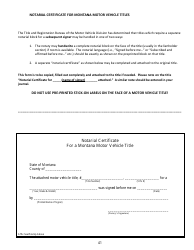 Document preview: Notarial Certificate for a Montana Motor Vehicle Title - Montana