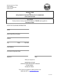 Document preview: Request Form for Replacement of Notary Certificate of Commission - Montana