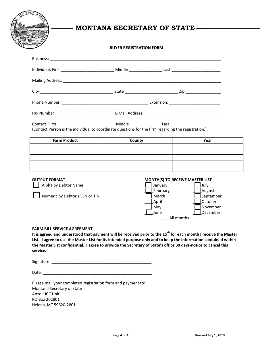 Farm Bill Buyer Registration Form - Montana, Page 4