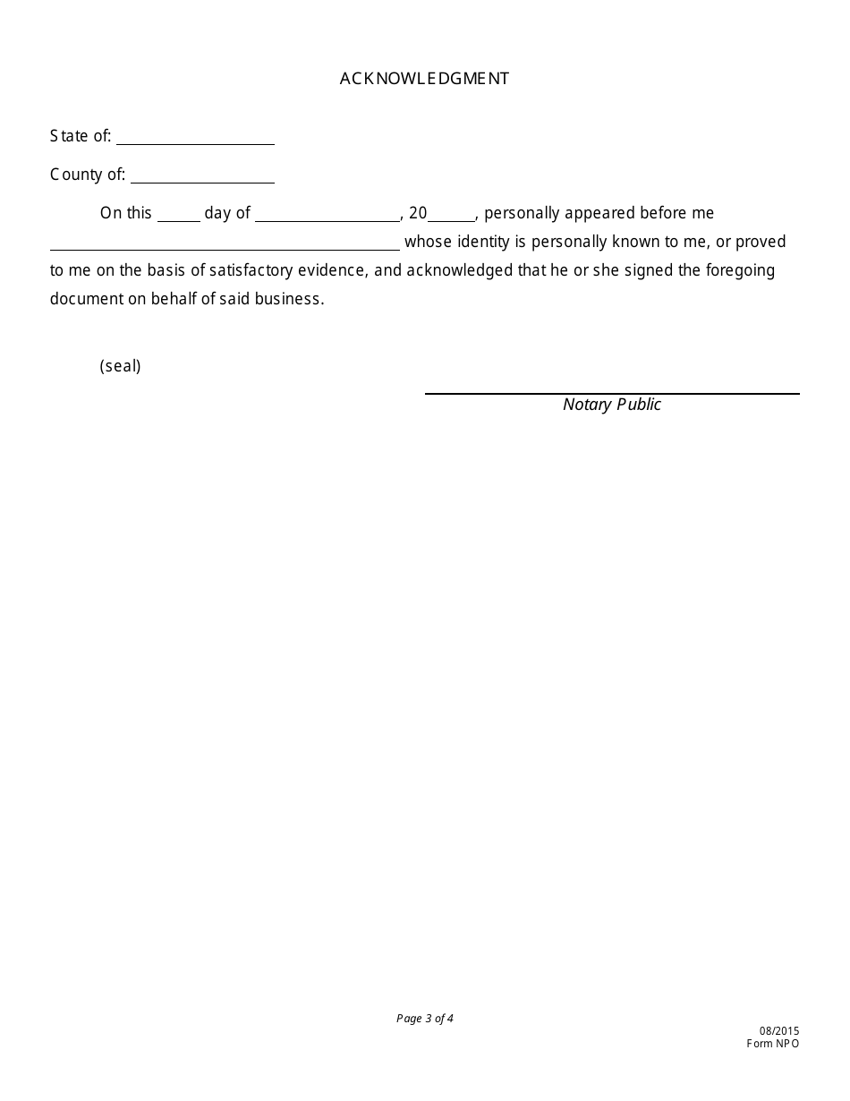 Form NPO Nebraska Portal Operator Registration - Nebraska, Page 3