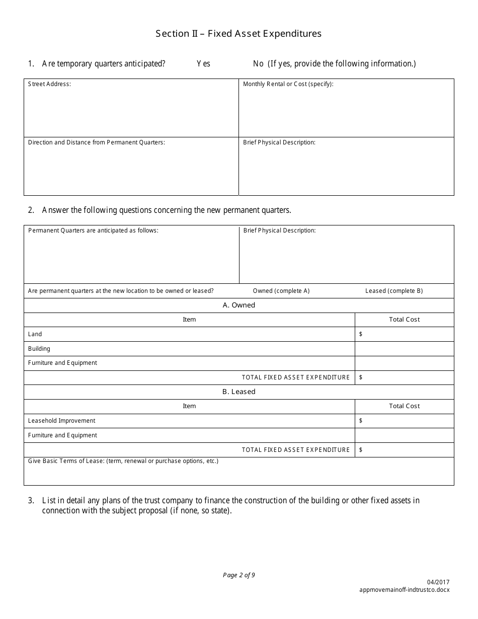 Application to Move Main Office - Independent Trust Company - Nebraska, Page 2