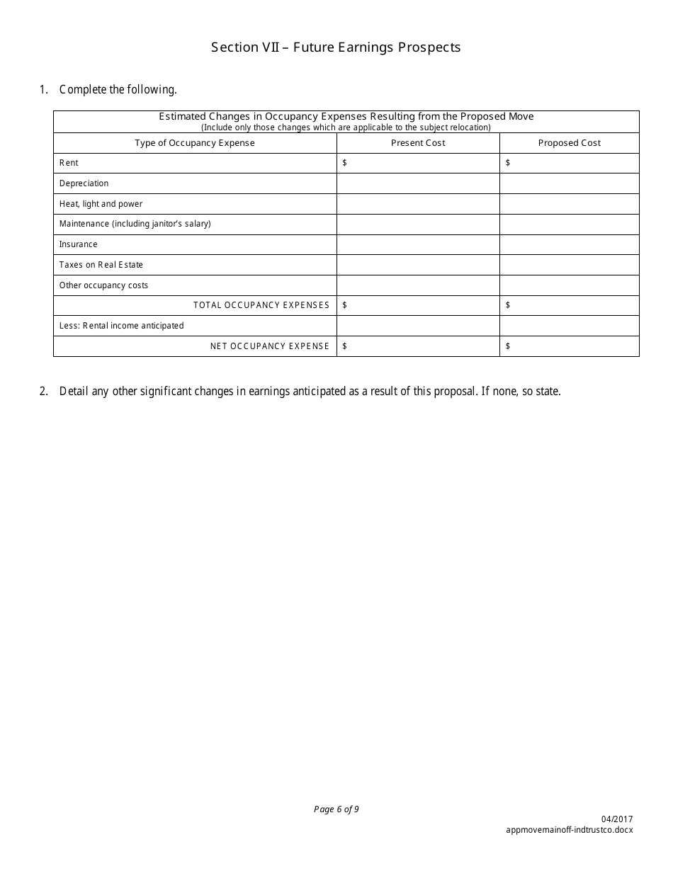 Application to Move Main Office - Independent Trust Company - Nebraska, Page 6