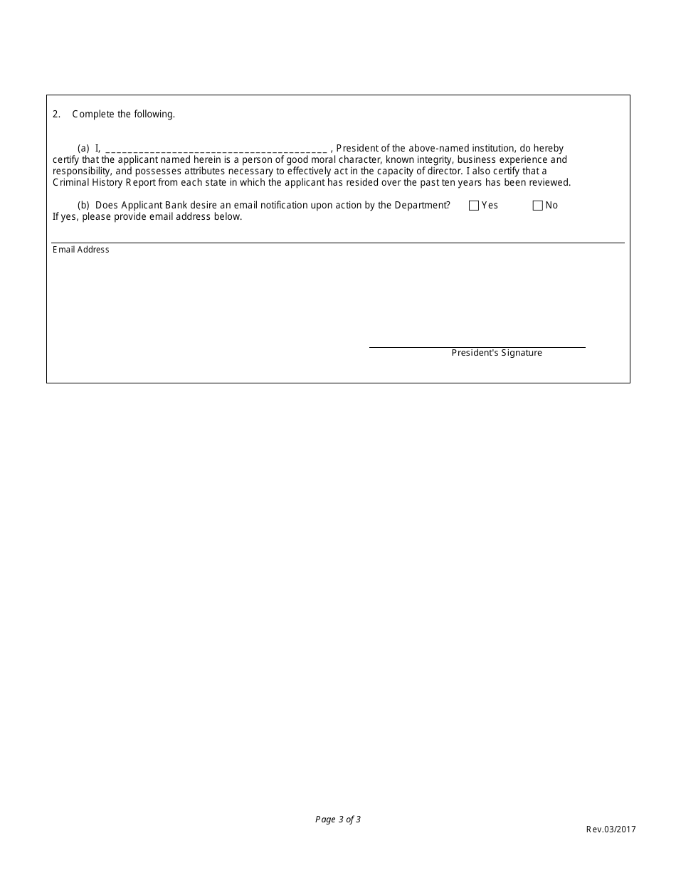 Application for Approval of Director - Nebraska, Page 3