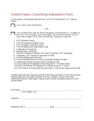Document preview: United States Citizenship Attestation Form