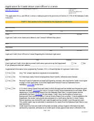 Application for Credit Union Loan Officer&#039;s License - Nebraska