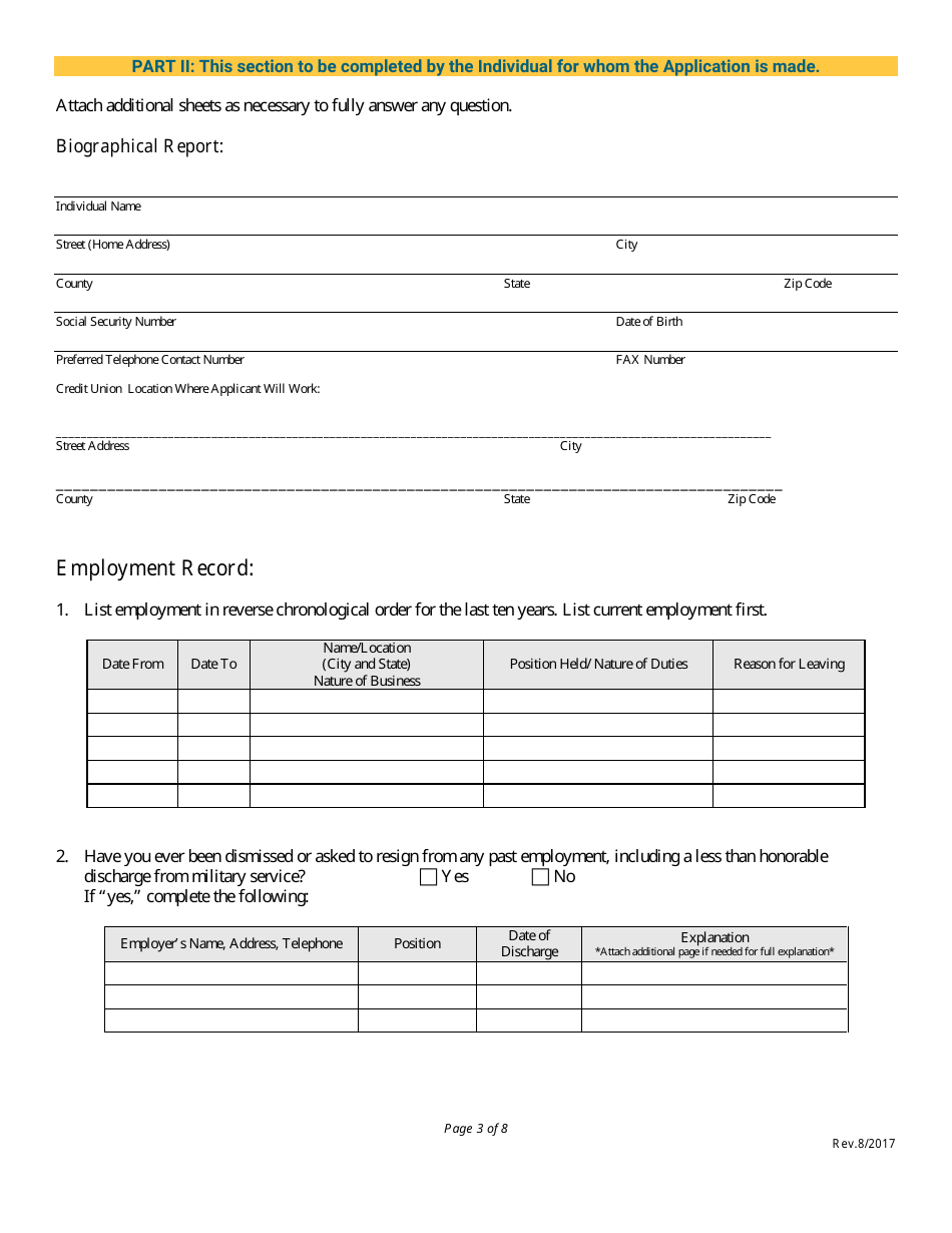 Application for Credit Union Loan Officers License - Nebraska, Page 3