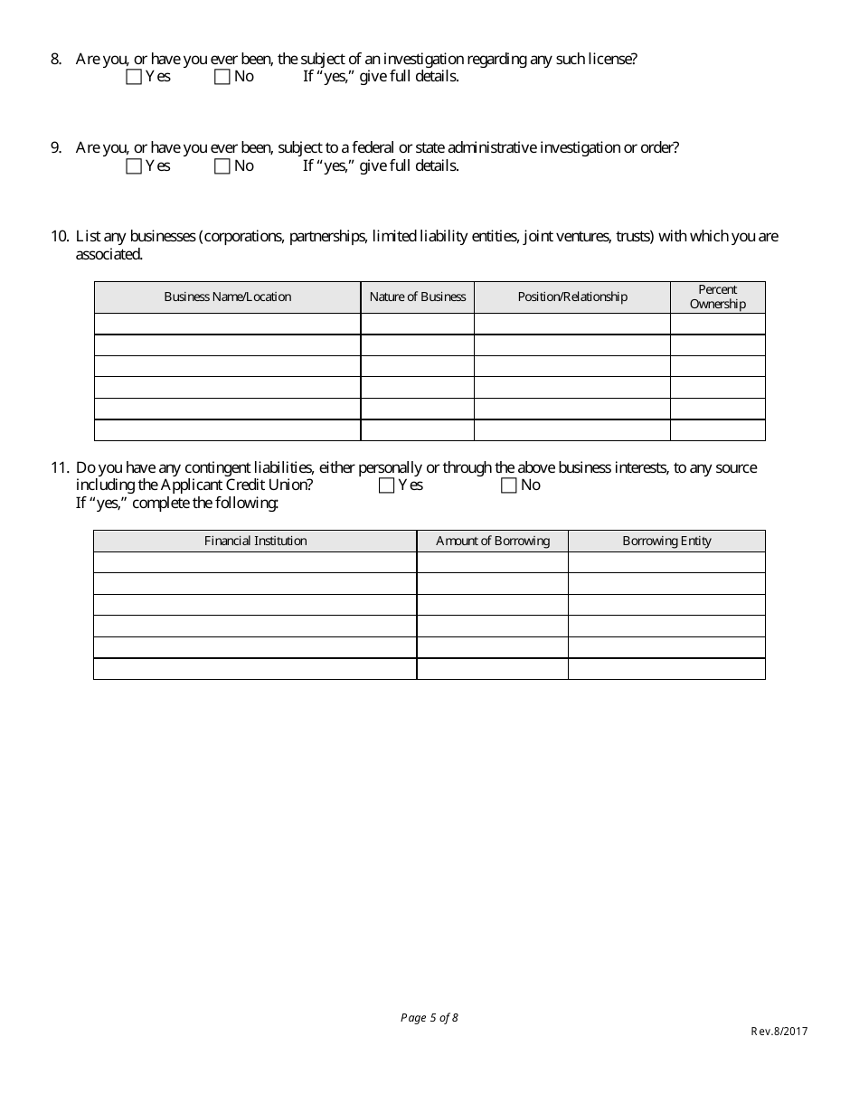 Application for Credit Union Loan Officers License - Nebraska, Page 5