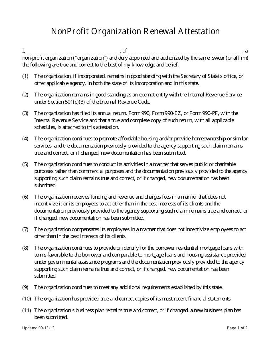 Nebraska Nonprofit Organization Annual Renewal Attestation - Company Renewal Application Checklist - Nebraska, Page 3