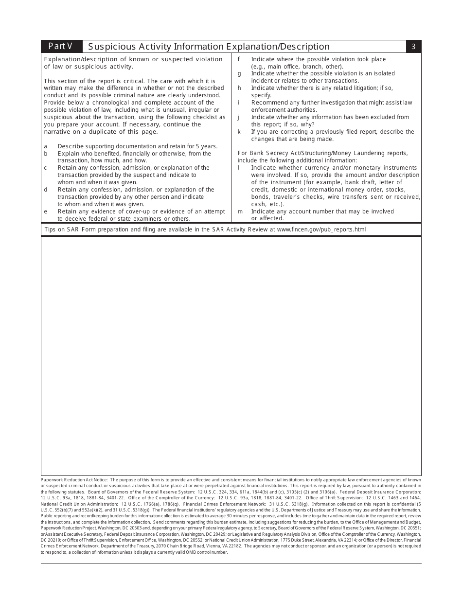 FDIC Form 6710 / 06 Suspicious Activity Report, Page 3