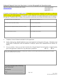Document preview: Delayed Deposit Services Business License Biographical Questionnaire - Nebraska